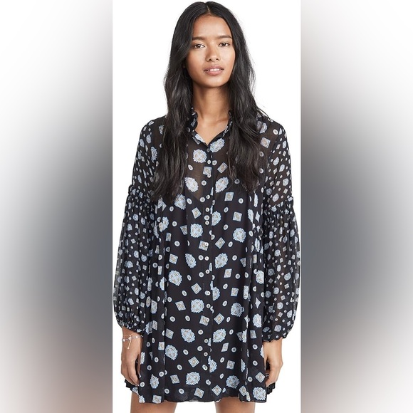 Collarless shirtdress Free People! NWT size L - Picture 9 of 16